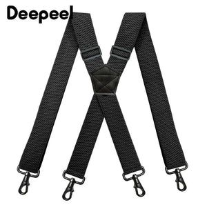 Deepeel 3.5*120cm Men's Suspender Black Hook Buckle 4 Clips Straps X-shaped Braces Corn Grain Stretch Suspenders Male Jockstrap