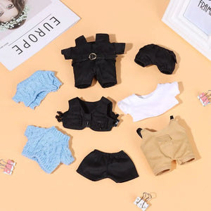 20CM Doll Clothes Tooling Style Vest Shorts Tight Fitting Uniform Knitted Sweater Overalls Suit For Idol Dolls Accessories