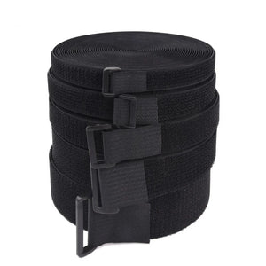 2M Reusable Nylon Hook Loop Fastening Cable Tape Cut-to-Length Self-Adhesive Securing Strap With Buckle For Organizer Or Storage