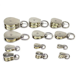 36/52/75mm DIY Mini Metal Stainless Steel 304 Single Double Wheel Swivel Rollers Block Loading Quality