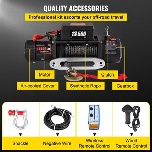 VEVOR Best Price 13500 LBS Electric Winch 12V 6120KG 13500LBS For 4X4 92FT Synthetic Trailer Ropes Towing Strap