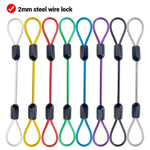 2mm Stainless Steel Wire Rope PVC Colored Coated Cable With Ring Safety Rope Fixing Hanging Sling Lanyard Bicycle Luggage Lock