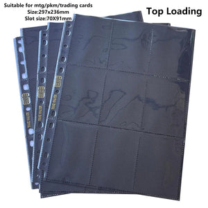 20Pack 360Pockets Black Trading Card Album Sheets Double Sided 3Ring Binder Top Loading Page Protector for MTG/PKM Baseball Card