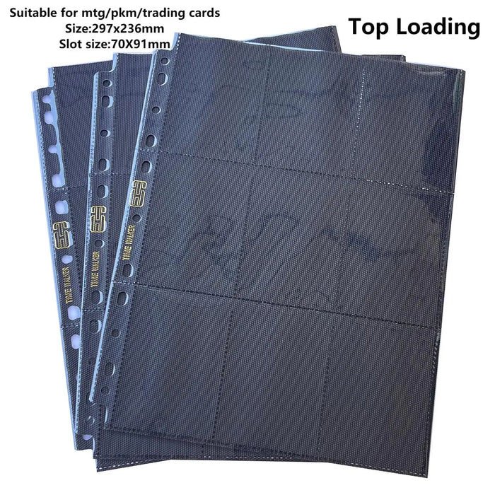 20Pack 360Pockets Black Trading Card Album Sheets Double Sided 3Ring Binder Top Loading Page Protector for MTG/PKM Baseball Card