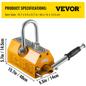 VEVOR 100Kg - 2000Kg Steel Permanent Magnetic Lifter Neodymium Magnet Crane Hoist Lift Metal Suction Cup Construction Tools