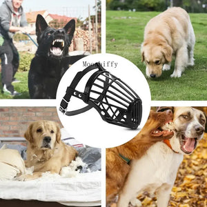 Soft Plastic and Leather Strong Dog Muzzle Basket Design Anti-biting Adjusting Straps Mask Dog Muzzle for Small Medium Large Dog