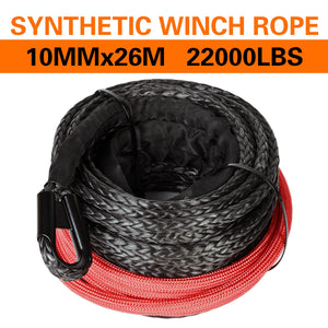 boshili 10mm x 26m 22000LBs Synthetic Winch rope Cable Rope with Black Protecing Sleeve for ATV UTV SUV (black)