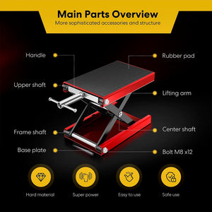 1100LBS Motorcycle Jack Heavy Duty Motorcycle Lift Table Center Scissor Lift Motor Bicycle ATV Work Stand Motorcycle Repair Tool