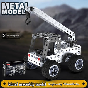 Metal Assembly Block Toy Simulation Forklift Excavator Car Model Children DIY Screws And Nuts Assembly Vehicle Boys Gifts