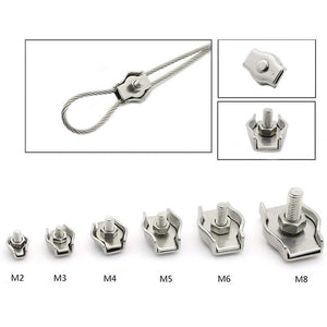 5/10pcs Clamps, Wire Cord Clamps, Stainless Steel 304 Cable Clamps, Wire Rope Steel Cable Fixing Clip M2-M3-M4-M5-M6-M8