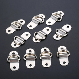 10Pcs Boat Trailers D Ring Durable Tie Down Hook Rope Cleat Load Anchor Metal Flat Seamless D Ring D Button Half Round Buckle