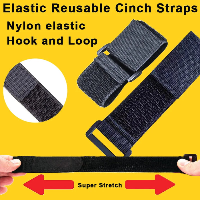 5Pcs Elastic Hook and Loop Cinch Adjustable Straps Super Stretch Cable Ties Extension Cord Storage Strap Hook Loop Fastener Tape