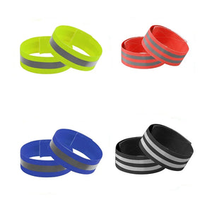 2Pcs Reflective Bands Elastic Armband Wristband Ankle Leg Straps Safety Reflector Tape Straps for Night Jogging Biking Running