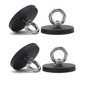 5Pcs Search Magnet Super Strong Neodymium Magnet D66/D88mm Fishing Rubber Coated Lifting Ring Magnet Power Salvage Magnet Hook