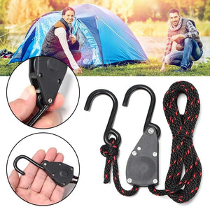 2Pcs 1/8" Adjustable Heavy Duty Rope Hanger Ratchet Kayak and Canoe Bow and Stern Tie Downs Straps Camping Tool Tent Accessories