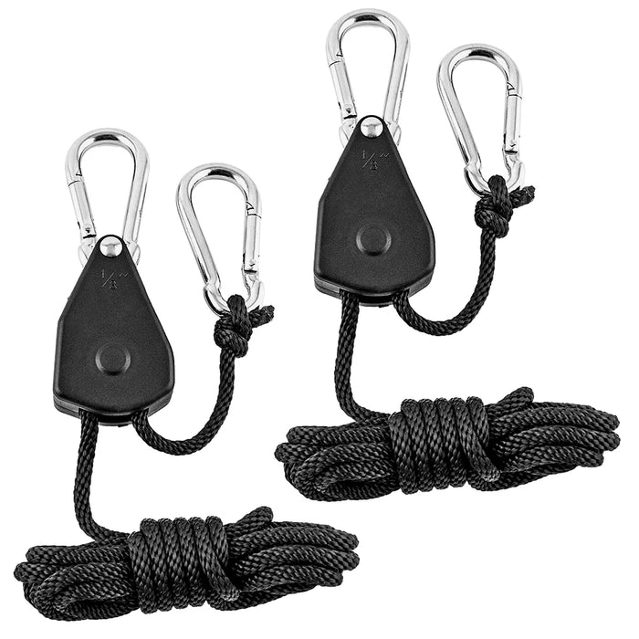 2pcs 1/8 Inch Heavy Duty Adjustable Rope Hanger Pulley Ratchets Kayak And Canoe Boat Bow Stern Rope Lock Tie Down Strap