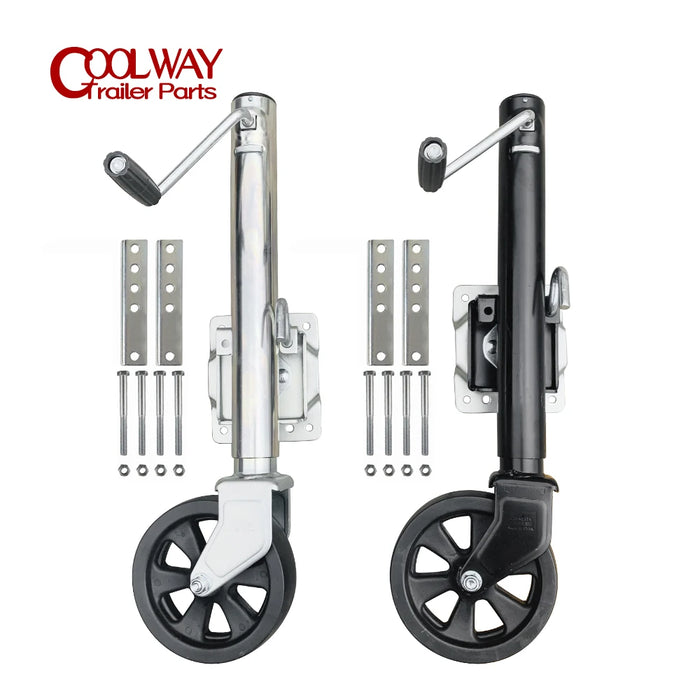 8 Inch Solid Wheel Sidewind Round Swivel Trailer Jack With Bolt On Capacity 675KG Jockey Wheel Boat RV Parts Accessories