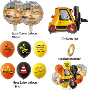 10pcs/set Carton Vehicle Balloon Excavator Forklift Crane Balloons for Boy's Construction Birthday Party Decoration Gifts Supply