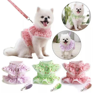 Pet Clothing Dog Chest Strap, Floral Pattern, Lace, Cat, Petal, Pet Supplies