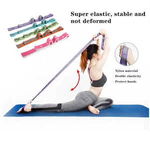 Yoga Pull Strap Belt Polyester Latex Elastic Latin Dance Stretching Band Loop Yoga Pilates GYM Fitness Exercise Resistance Bands