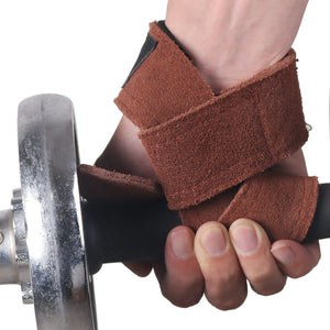 Leather Weightlifting Wrist Strap with Neoprene Cushioned Wrist Padded for Deadlifts Powerlifting Bodybuilding Strength Training