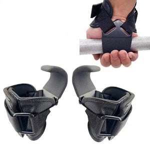 Leather Weight Lifting Hook Gym Fitness Weightlifting Non-slip Heavy Duty Steel Strong Load Capacity Wrist Strap Hook  Pull-up