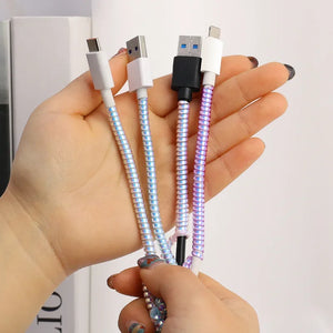 1.4m Color Spiral USB Wire Protector Flexible Anti-break Spring Protection Rope for USB Charging Cable Earphone Data Line Winder