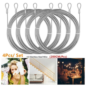 4/24/47Pc Steel Flexible Wire Stainless Steel Clothesline Diameter Lifting Chain Ajustable Locking Cable Shade Sail Rope Fitting