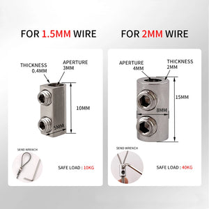 10PCS For 1.5/2mm Steel Wire Cable Clamp Double Hole Metal Copper Clips Stainless Steel Rope Sling Tools Fastening Accessories