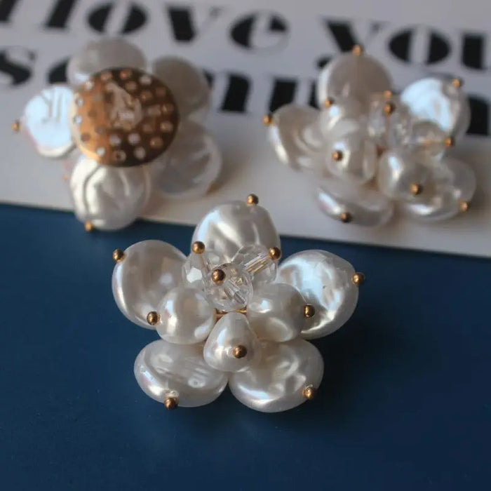 Texture Porcelain Piece Pearl Flower Patch Bag Earrings Hair Ornament Material Accessories Hair Clip Grab Clip Handmade Applique