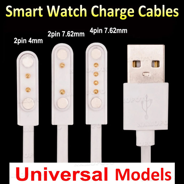 2pins 4pins Smartwatch Dock Adapter Charge Cable USB Charging Cord Rope Power Line Wire for Adult/Kids Smart Watch Juicer Device