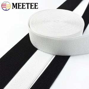 Meetee 1-5Meters 25-100mm Black White Elastic Band Stretch Strap Webbing Belt DIY Clothing Garment Sewing Crafts Accessories