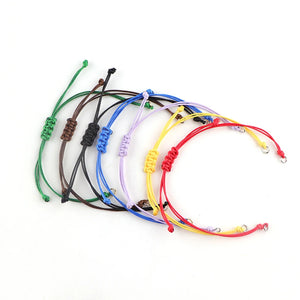 20pcs/lot Wax Thread Braided Handmade Bracelets Adjustable Slider Bracelet Link Rope with Stainless Steel Jump Rings DIY Jewelry