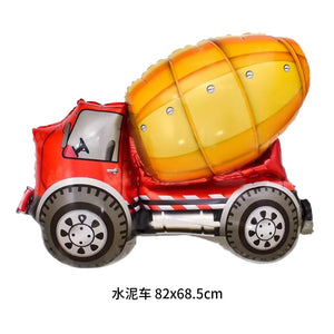 5pcs Construction Themed Balloon Carton Vehicle Balloon Excavator Forklift Crane Balloons for Boy's Construction Birthday Party