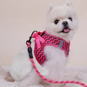 Supet Pet Cat and Dog Chest Strap with Wave Pattern Breathable and Comfortable Tank Top Traction Rope