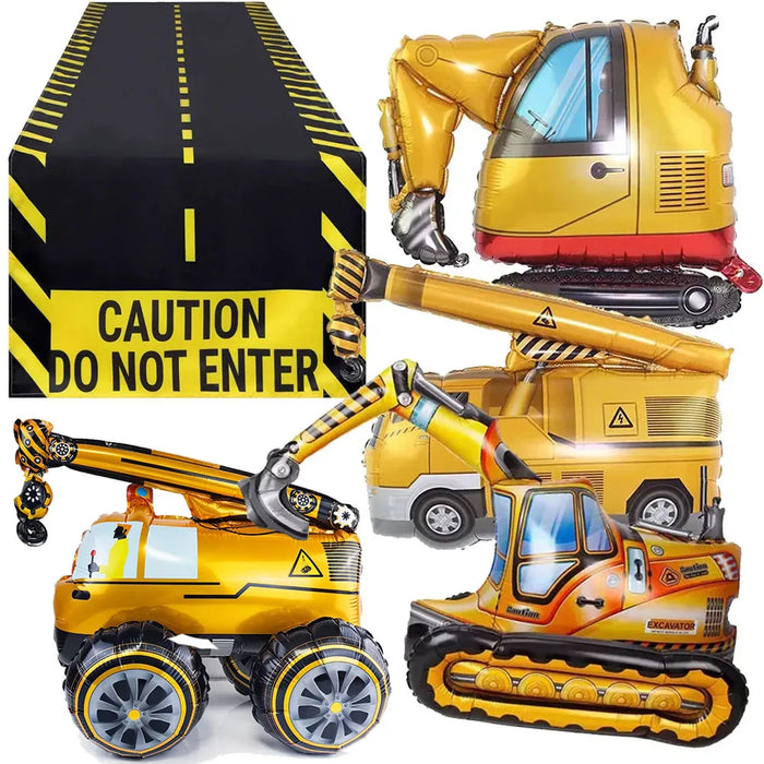 1pc Big Construction Truck Birthday Helium Balloons Excavator Forklift Crane Truck Foil Ballon Boys Birthday Party Supplies