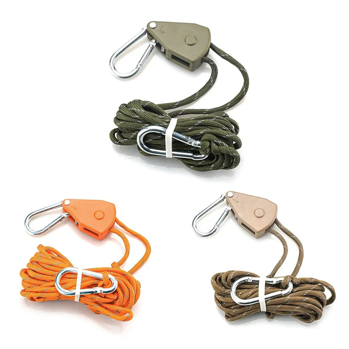 Tent Wind Rope Tensioner Adjustable Pulley with Carabiner Camping Hiking Outdoor Nylon Rope Rope Buckle Hook Lift Pulley