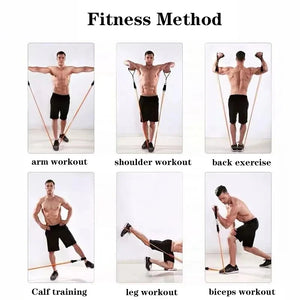 11Pcs/Set Latex Resistance Bands Pull Rope Indoor Portable Fitness Equipment with Ankle Strap Training Exercise Expander Elastic