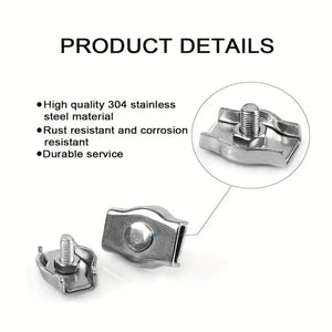 5/10pcs Clamps, Wire Cord Clamps, Stainless Steel 304 Cable Clamps, Wire Rope Steel Cable Fixing Clip M2-M3-M4-M5-M6-M8