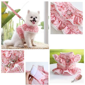 Pet Clothing Dog Chest Strap, Floral Pattern, Lace, Cat, Petal, Pet Supplies