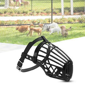 Soft Plastic and Leather Strong Dog Muzzle Basket Design Anti-biting Adjusting Straps Mask Dog Muzzle for Small Medium Large Dog