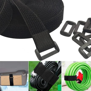 5Meter Reusable Fastening Cable Straps Cable Ties with 20Pcs Buckles Adjustable Nylon Hook and Loop Cinch Strap Secure Cord Ties