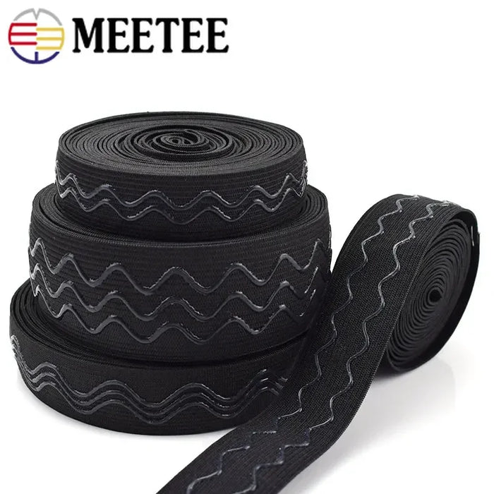 5/10Meters 2-4cm Wave Non-slip Elastic Band Stretch Rubber Tapes Garment Sport Pants Belt Underwear Strap DIY Sewing Accessories