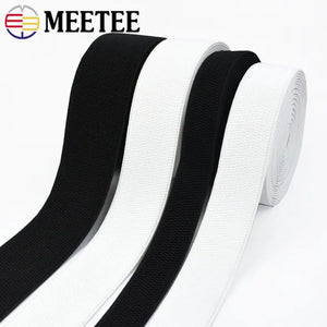 Meetee 1-5Meters 25-100mm Black White Elastic Band Stretch Strap Webbing Belt DIY Clothing Garment Sewing Crafts Accessories